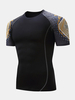 Mens Quick-drying Skinny Fit Sleeves Stitching Tops Jogging Fitness Sport T-shirt