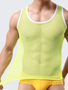 Mens Sexy Fitness Visible Solid Color Crew Neck Sleeveless Sport T-shirt