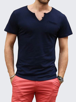 Mens Slim Fit Base Tshirts V Neck Solid Color Casual Short Sleeved T Shirts