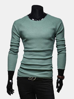 Mens Slim Solid Cotton Blend Round Neck Long Sleeve Sweatshirt