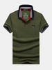 Mens Solid Color Casual Cotton Tops Turn-down Collar Short Sleeve Business Polo Shirt