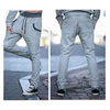 Mens Solid Color Cotton Blend Comfortable Jogging Running Sports Pants with Drawstring