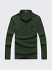 Mens Solid Color Floral Cuff Turndown Collar Buttons Cotton Casual Long Sleeve T-shirts