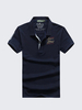 Mens Solid Color Letters Printing Turndown Collar Short Sleeve Casual Polo Shirts