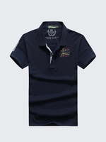 Mens Solid Color Letters Printing Turndown Collar Short Sleeve Casual Polo Shirts