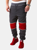 Mens Sport Pants Elastic Waist Drawstring Splicing Color Casual Running Sportwear