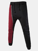 Mens Sport Pants Elastic Waist Drawstring Splicing Colors Casual Sportwear