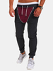 Mens Sport Pants Elastic Waist Drawstring Splicing Solid Color Casual Jogger Sportwear