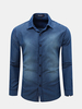 Mens Spring Blue White Stripe Turndown Collar Long Sleeve Slim Fit Shirts