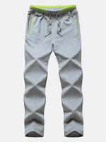 Mens Spring Casual Solid Color Straight Leg Running Pants Breathable Cotton Sport Pants