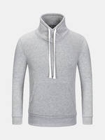 Mens Spring Casual Stand Collar Sweatshirt Solid Color Big Pocket Long Sleeve Sweatshirt