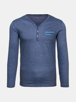 Mens Spring Fall Cotton Blend Long Sleeve V-neck Buttons Front Pocket T-shirt