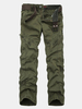 Mens Spring Fall Thin Cargo Pants Big Pockets Solid Color Loose Fit Casual Trouser