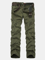 Mens Spring Fall Thin Cargo Pants Big Pockets Solid Color Loose Fit Casual Trouser