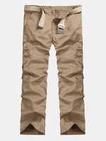 Mens Spring Fall Thin Straight Leg Multi-pocket Casual Long Pants