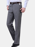 Mens Spring Summer Business Linen Solid Gray Color Casual Soft Long Trousers Flax Pants