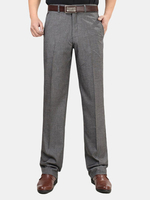 Mens Spring Summer Business Solid Gray Color Casual Soft Long Trousers Pants