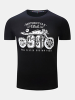 Mens Spring Summer Cotton Motorcycle Printed Short Sleeve O-neck T-shirts