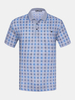 Mens Spring Summer Polo Shirt Soft Plaids Light-colored Short Sleeve Casual Tops