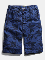 Mens Spring Summer Printing Mid Waist Zipper Fly Cotton Blend Casual Shorts