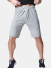 Mens Spring Summer Sports Loose Fit Knee-length Solid Color Darwstring Cotton Shorts