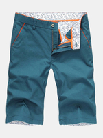 Mens Spring Summer Thin Brief Style Casual Slim Fit Solid Color Cotton Fifth Shorts