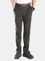Mens Spring Thin Cotton Cargo Pants Elastic Regular Fit Solid Color Multi-pocket Casual Trouser