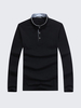 Mens Stand Collar Solid Color Base Tees Buttons Cotton Long Sleeve T-shirts