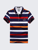 Mens Stripes Printed Polo Shirt Turndown Collar Short Sleeve Spring Summer Casual Tops