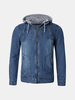 Mens Stylish Denim Jacket Detachable Hood Multi-pocket Slim Fit Fall Winter Jackets