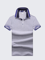 Mens Stylish Polo Shirt Printed Collar Solid Color Short Sleeve Spring Summer Casual Tops