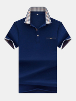 Mens Stylish Polo Shirt Solid Color Short Sleeve Spring Summer Casual Tops