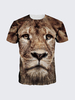 Mens Summer 3D Animal Lion Printing Top Tees Short Sleeved Casual T-shirts