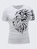 Mens Summer 3D Lion Printed Tee Top V-neck Short Sleeve Casual T-shirt