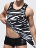 Mens Summer Black and White Tiger Stripes Sleeveless Vest Casual Sport Tanks Tops