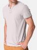 Mens Summer Breathable Cotton Solid Color Short Sleeve V-neck Casual T-shirt