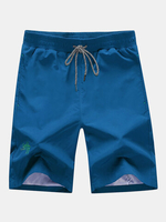 Mens Summer Brief Solid Color Drawstring Casual Quick-dry Beach Shorts