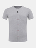 Mens Summer Buttons Solid Color Short Sleeve O-neck Casual Cotton T-shirt