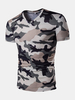 Mens Summer Camo Printed V-neck Short Sleeve Casual T-shirts