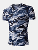 Mens Summer Camouflage V-neck Short Sleeve Casual T-shirts
