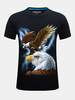 Mens Summer Casual 3D Eagle Printed O-neck Short Sleeve Cotton T-shirt