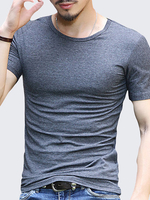 Mens Summer Casual T-shirt Solid color Crew Neck Short Sleeve Slim Fit Basic Top Tees