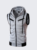 Mens Summer Casual Vest Fashion Sleeveless Hooded Vest