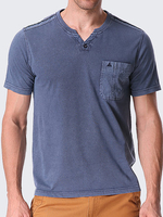 Mens Summer Cotton Breathable Solid Color V-neck Short Sleeve Casual T-shirt