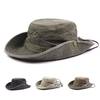 Mens Summer Cotton Embroidery Visor Bucket Hats Fisherman Hat Outdoor Climbing Mesh Sunshade Cap