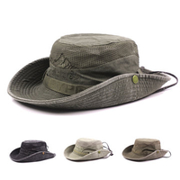 Mens Summer Cotton Embroidery Visor Bucket Hats Fisherman Hat Outdoor Climbing Mesh Sunshade Cap