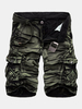 Mens Summer Cotton Fashion Camo Casual Loose Multi-pockets Cargo Shorts