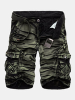 Mens Summer Cotton Fashion Camo Casual Loose Multi-pockets Cargo Shorts