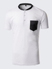 Mens Summer Cotton Solid Color Pocket Short Sleeve O-neck T-shirt