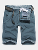 Mens Summer Cotton Solid Color Regular Fit Knee Length Casual Cargo Shorts